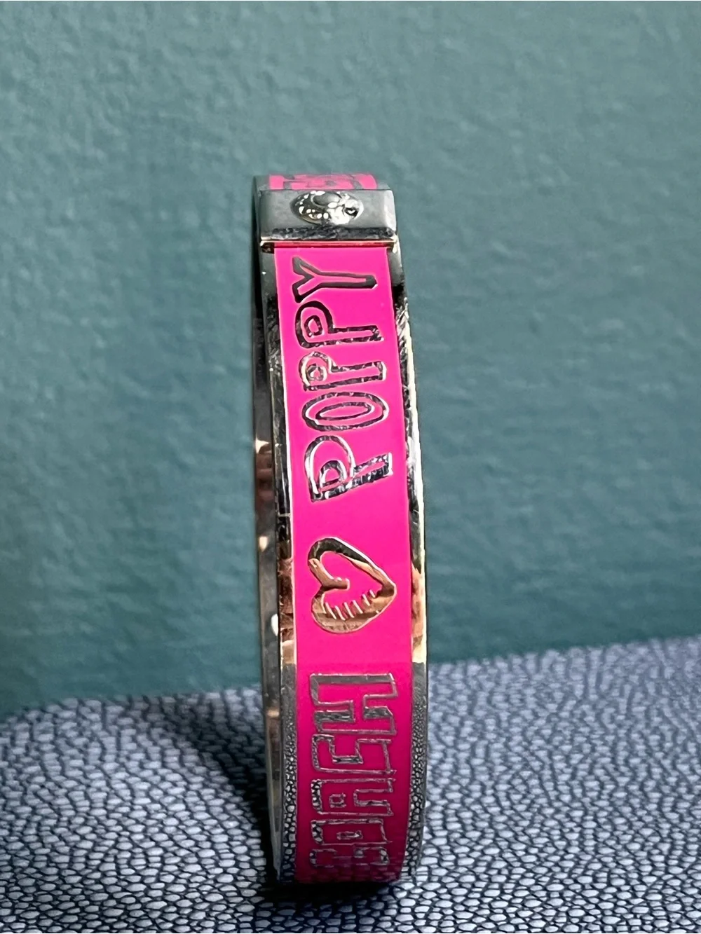 Coach Pink Poppy Enamel Bangle Bracelet